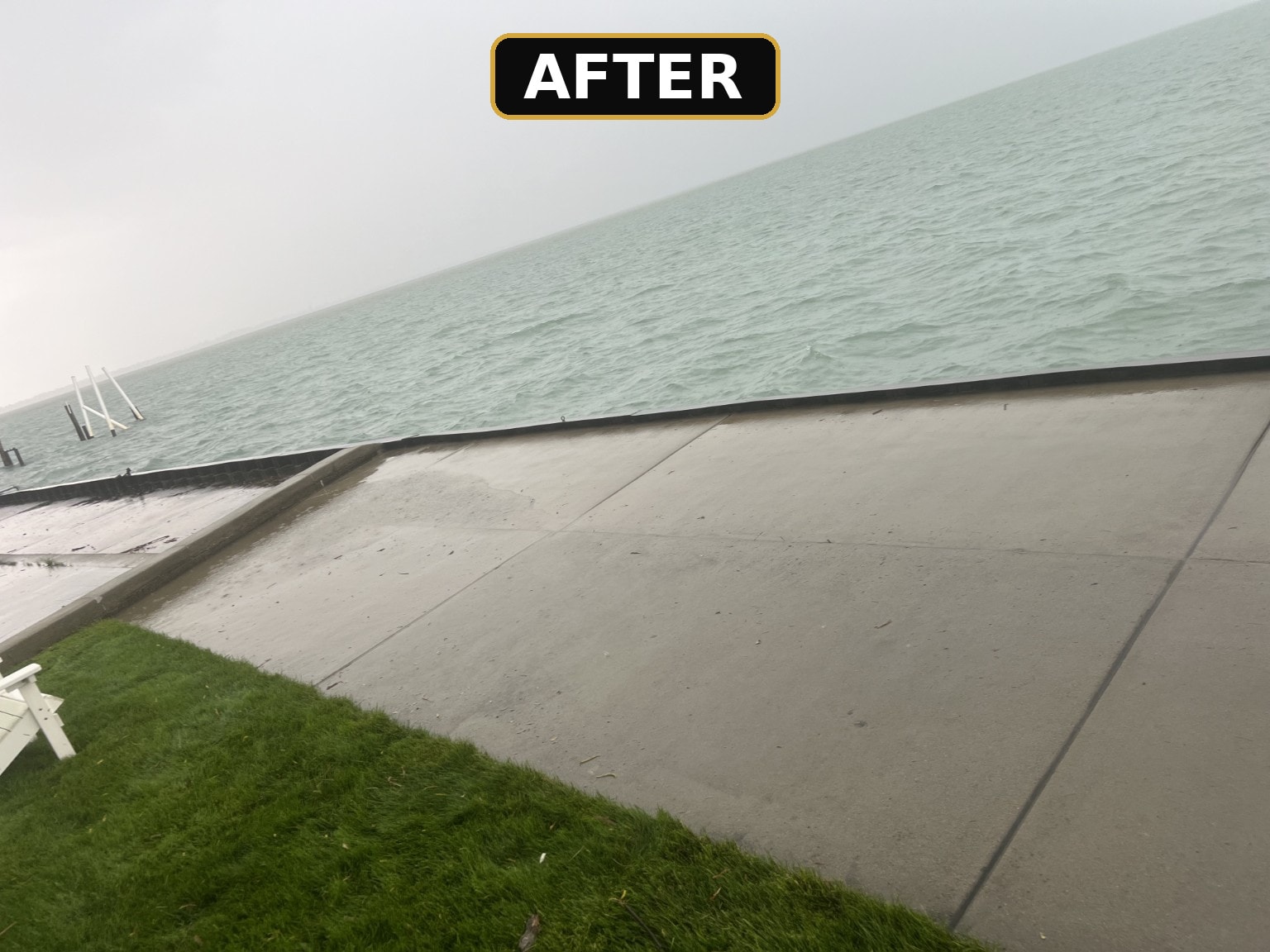 Clean concrete patio after pressure washing